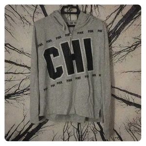 Light Gray Chicago Pink Hooded Longsleeve